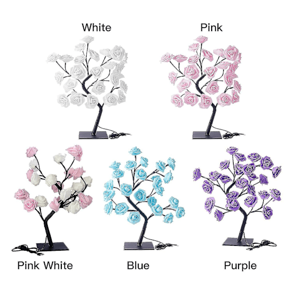 Rose-trelys med lys, lysende roseblader, nattlys for jenter