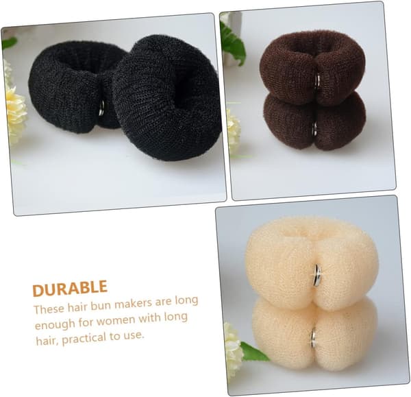 3 stk. elastiske hårelastikker Hår Donut Knold Maker Nylon Stylingværktøj til kvinder Spænde Sort Kaffe Elfenben Farver Egnet