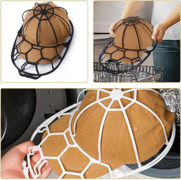 2 stk. hvit plasthattvasker for baseballcaps med praktisk formbevaringsfunksjon