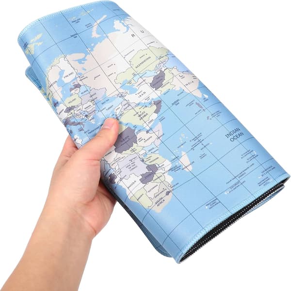 Stor musematte skrivebordsmatte 300x700mm med sydde kanter sklisikker base blå