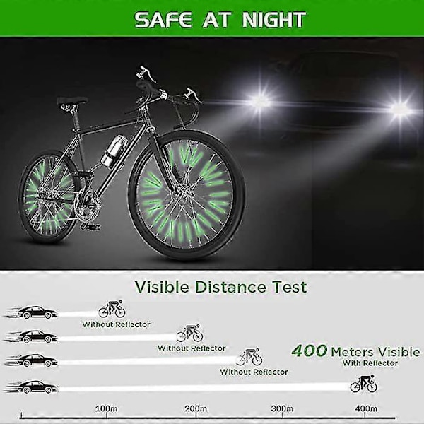 Cykelreflektorer, 24 stk. Hjulreflektorer til Cykel, Refleks Sikkerhed Advarselslys Dæksler til Cykel Green