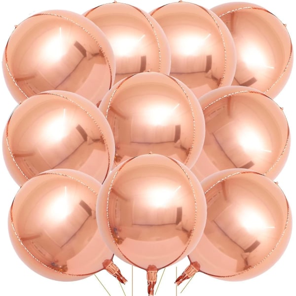22" dimensionella mylarballonger 4d gigantiska runda folieballonger (guld) 10 stycken