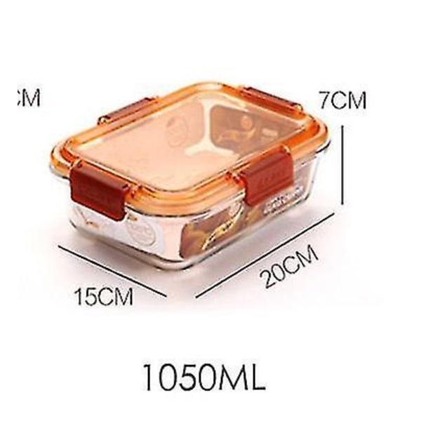 1050ml Glass Lunch Box Microwave Leakproof Container