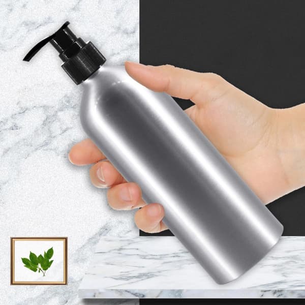 4st Press Lotion Underflaskor Flaska med Pump 250ml Aluminium Påfyllningsbar Spiral