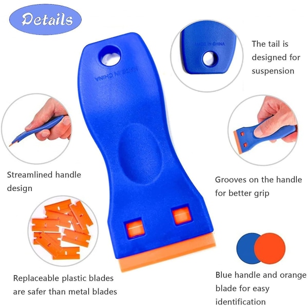 Plastisk Skraber med Plastiske Blade, Skader Ikke Limfjernelse, Dekaler 1stk-blå