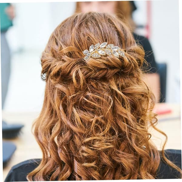 Elegant strasshårkam för brudbröllop Håraccessoar Guldfärgad hårnål för brudkam för bröllopsfotografering