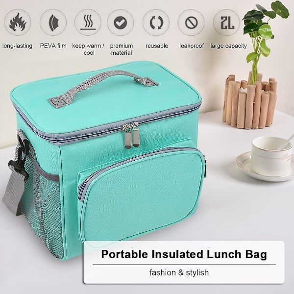 Kylväska, 10l Lunchbox, Isolerad Lunchväska Med Justerbar Axelrem, Bärbar Vattentät