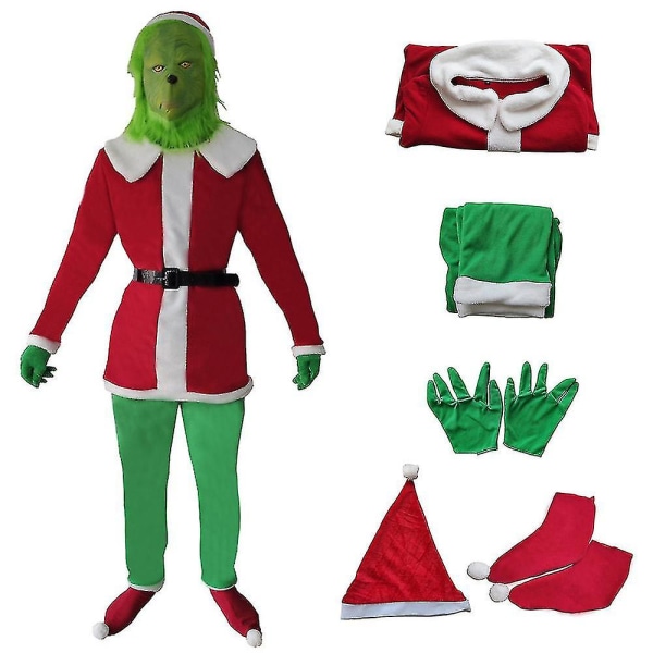 Grinch Vuxen Kostym Xmas Santa Grinch Fancy Outfit XL