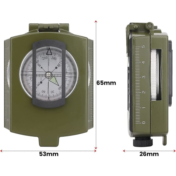 Compass Military Compass Sotilaskompassi Vedenpitävä Iskunkestävä hihnan case