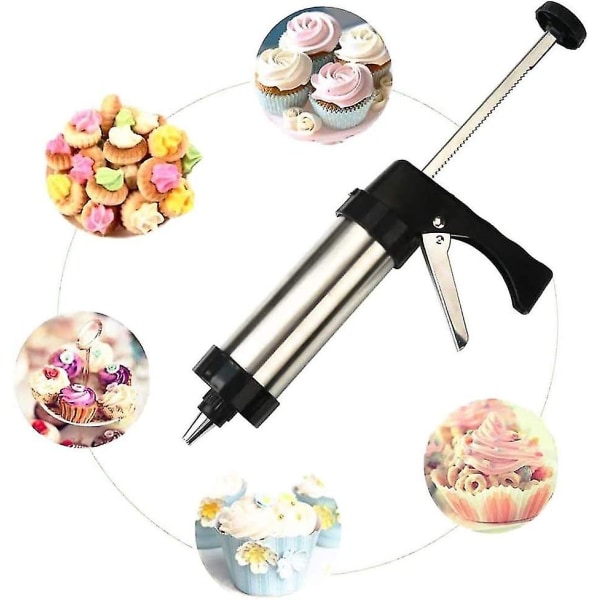 Formstøbeform Bagekit Biscuit Gun Maker Dekorationer Maskine Glasurmaskine (1 stk, Sølv)