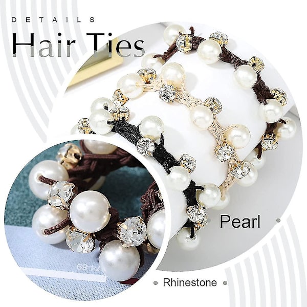 Hårbånd Sort Elastiske Hår Scrunchies Perle Hårbånd Krystal Hårrebber Hårtilbehør