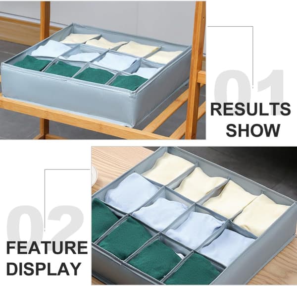 Strumpor Förvaringsbehållare 12 Fack Vikbar Polyester Lättvikts Multifunktionell Organizer