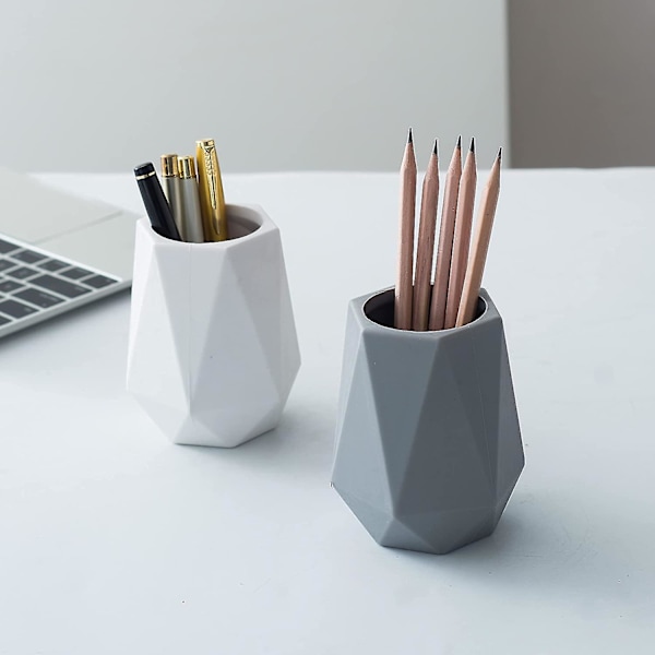Silikone Penholder Stativ Til Skrivebord Sød Geometrisk Skrivebords Blyantskop Potte Til Børn Skrivebordsarrangør Makeup Penselholder