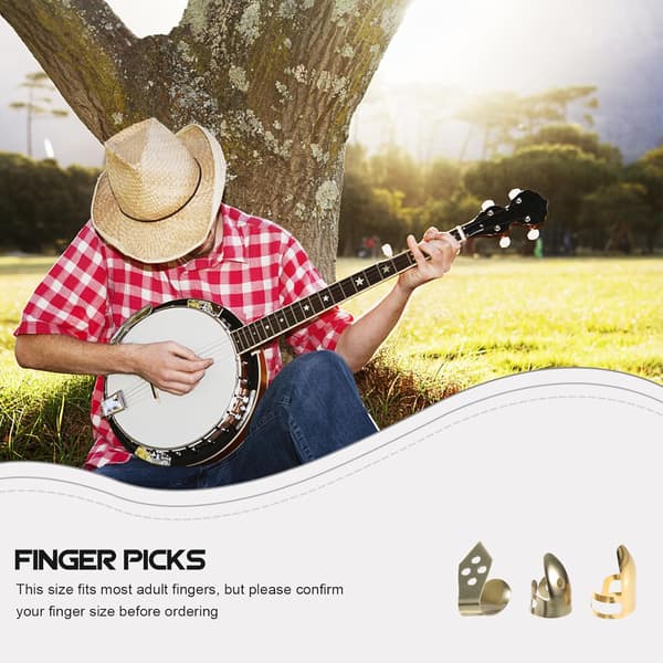 Set med metallgitarrplektrum för banjo och elgitarr, tum- och fingerdesign