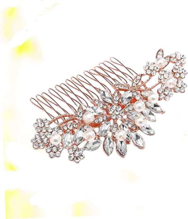 Perle sidekam hårstykke for bryllup Rhinestone brudekam Delikat perle brudehodeplagg Elegante hårtilbehør