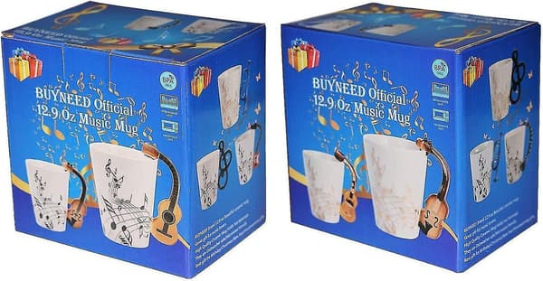 12.9 Oz Gitarrkopp Musiknoter Kaffeekopp Keramik Gitarr Musikkopp Mugg För Gitarrister Musiker, Röd