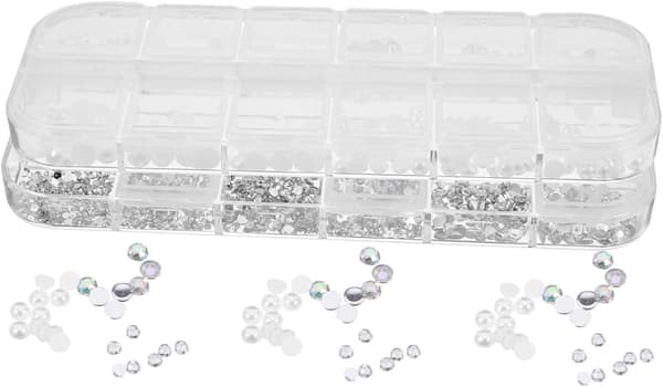 Nagelkonstpärlor Berlocker Set 2 Delar Halvrunda Flatback Strassdekorationer