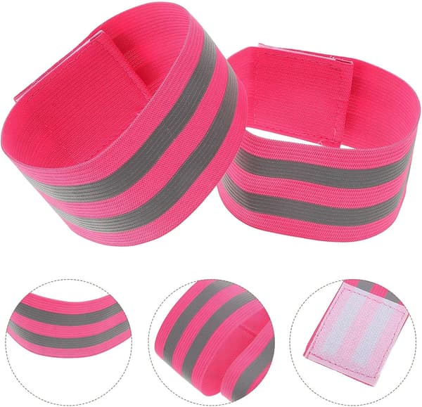 Reflekterende håndleddsbånd og armbånd Elastisk sikkerhetsstropp 5 cm rosa 2 stk