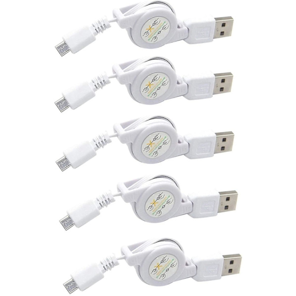 5-pak Micro USB til USB Trækkelig Synkroniseringsoplader