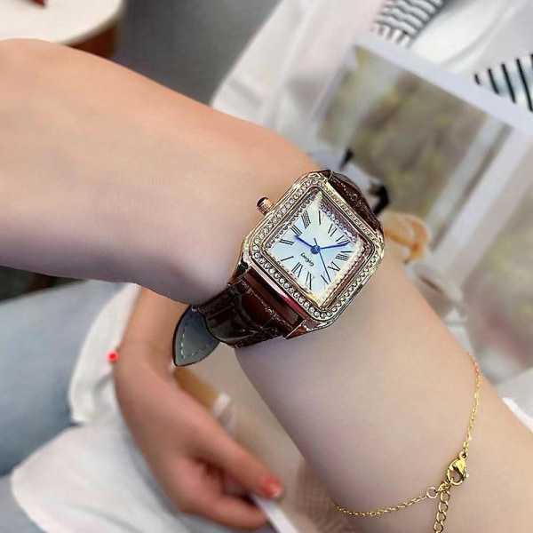 Middle School Student Watch Women's Ins Style High-grade Light Luxury And Simplicity Full Diamond Quartz Watch Black