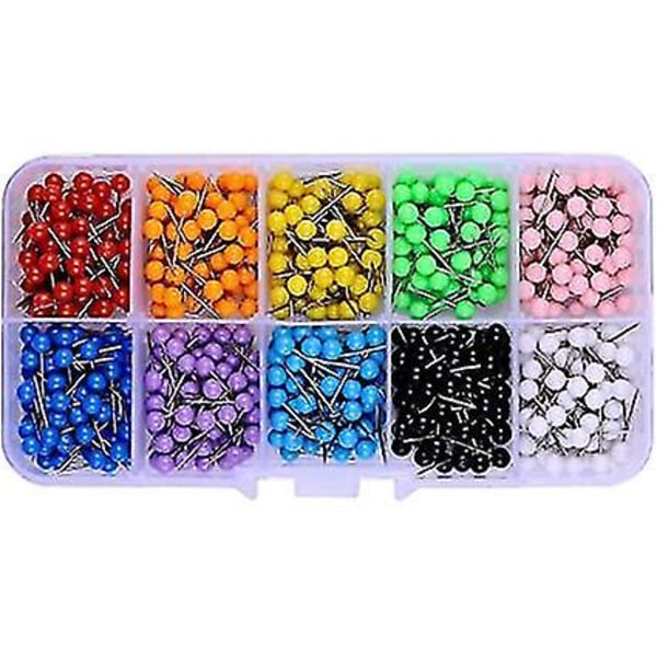600 st Multi-färgade Push Pins Kartnålar 10 Blandade Färger