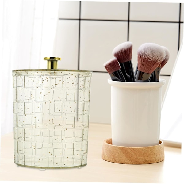 Stilfuld Guld Glitter Rund Vatpindskasse Hjem Skrivebordsorganisator Vatpindbeholder Elastisk Opbevaringskrukke Makeup Støvforebyggelse