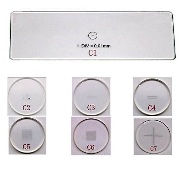 C1-C7 0,01 mm Mikroskopglas Retikel Kalibreringslinjal Mikrometer