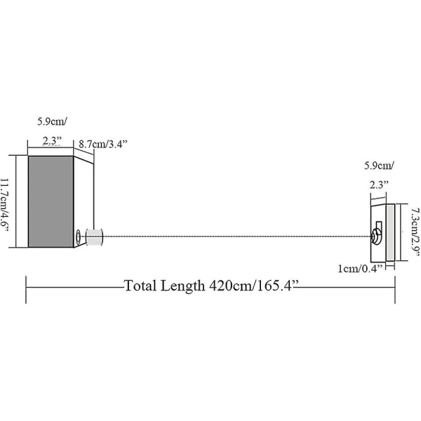 Ruostumattomasta teräksestä valmistettu sisäänvedettävä vaatelinja 4,2 m säädettävä jatkettava seinäteline sisäkäyttöön