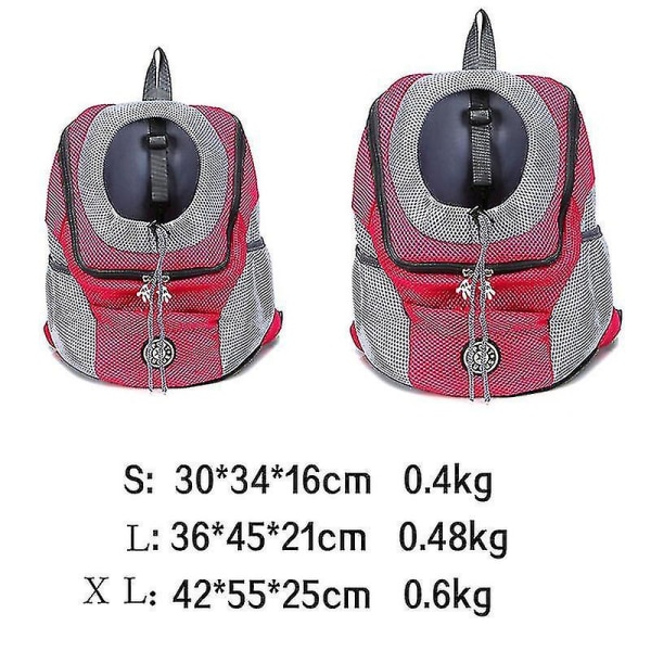 Utomhus andas hundhållare Ryggsäck Dubbel axel Portable Front Mesh Rese Pet Bags rose red L