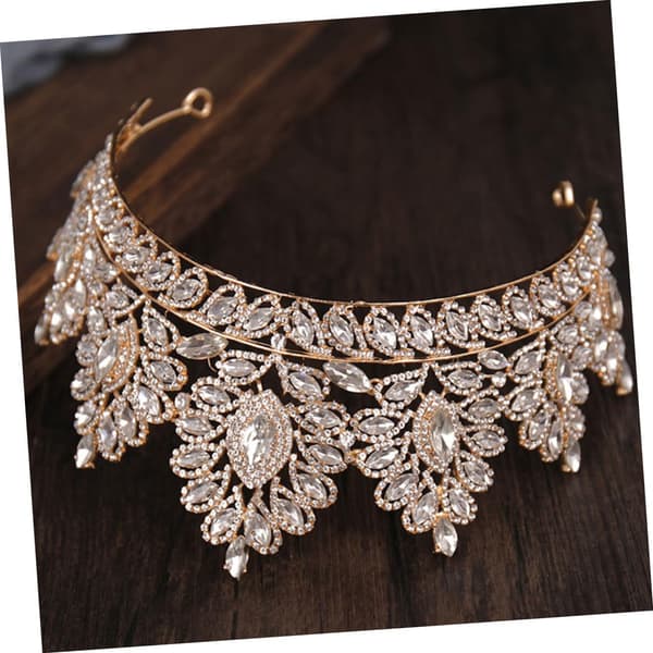 Brude Rhinestone Tiara Krone Hodeplagg Lett Bryllupshårtilbehør
