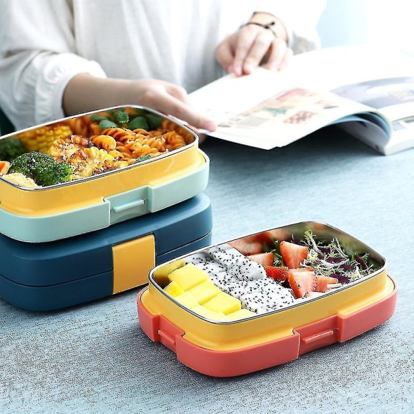 Bærbar Bento Box med enkelt rum, enkelt lag, rustfrit stål, PP og silikone