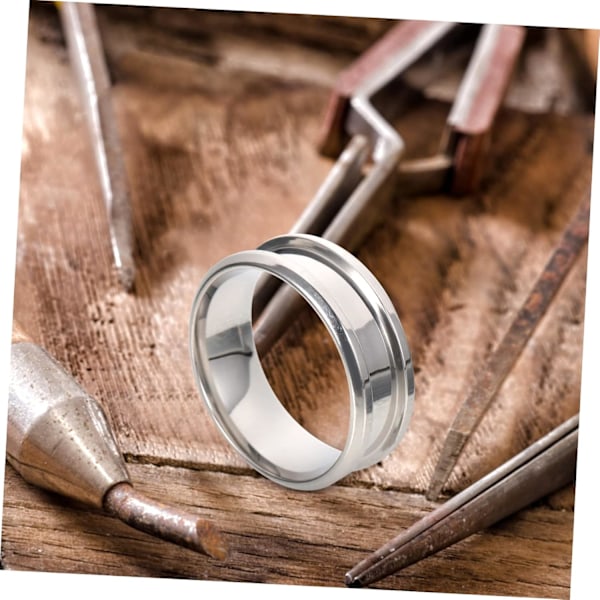 18 stk. Rillede Simple Fingerringe Rustfrit Stål Smykker Ring Emner Moderne Stabling