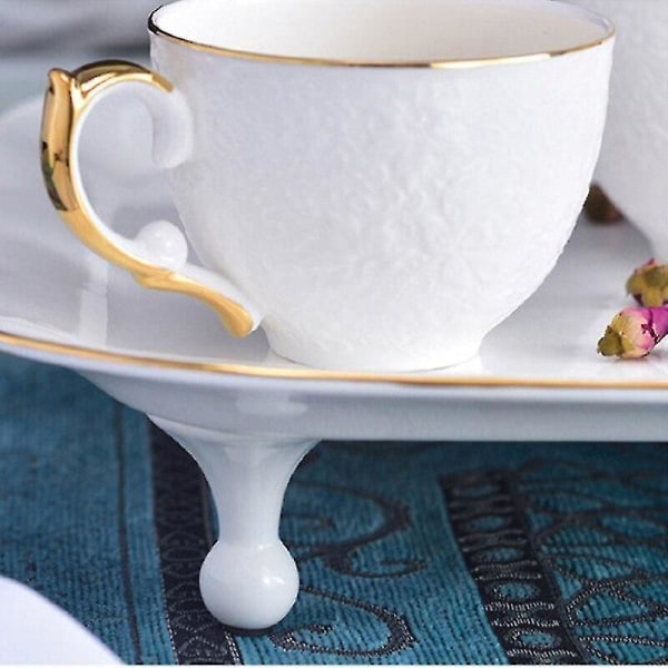 Keramisk kaffekopp og underkoppsett, luksuriøs blomster-tekopp