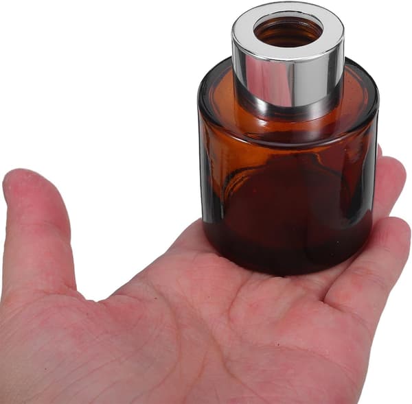 2 st 50 ml aromaterapidiffusorflaskor i glas, cylindriska påfyllningsbara eteriska oljeburkar i bärnsten