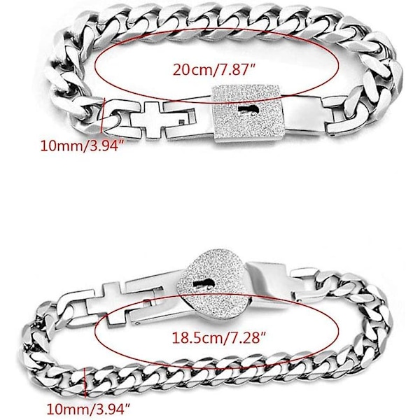 2 st Lmell Armband i Rostfritt Stål med Nyckelset för Par - Par Smycken