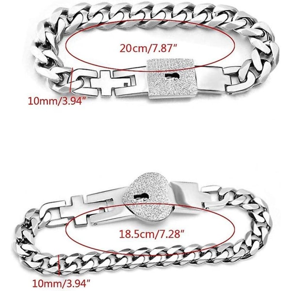 2 stk Lmell Rustfritt Stål Elsker Nøkkel Armbåndsett Par Smykkersett