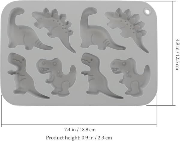 8 stk. dinosaur silikoneforme DIY bageværktøj letvægts robust non-stick silikoneform