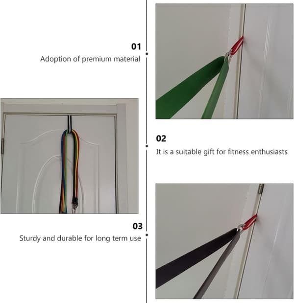 5st Färgglada Dragrep Dörrspänne Stretchband Set, Mångsidig Träningsutrustning