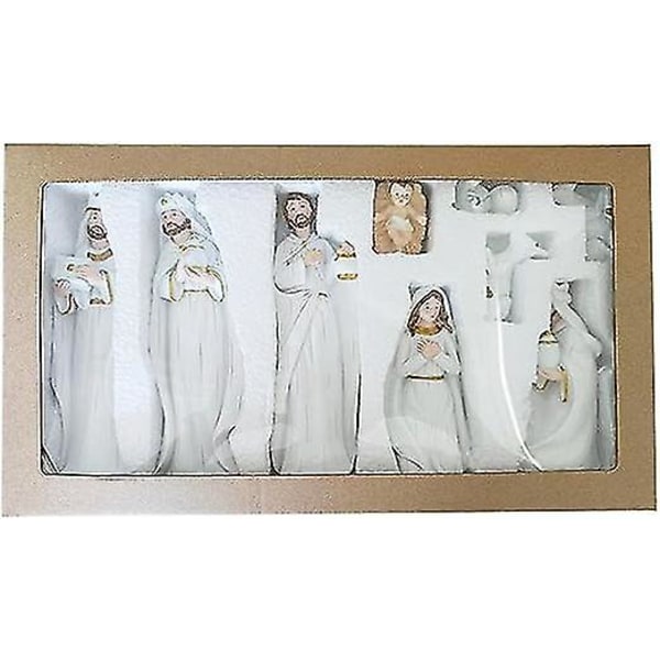 Julekrybbe Sett For Innendørs, Harpiks Julekrybbe Sett Med Figurer, Julekrybbe Scene Figur Statuett Julekrybbe Sett Dekorasjon