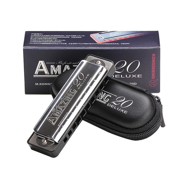 10-reikäinen 20 Harmonica Blues Deluxe C Harmonica Musta