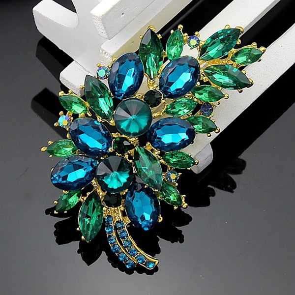 Mote Rhinestone Fjær Brosjer Pins for Kvinner Damer Frakk Jakke Kjole Sjal Halsduk Hatt Brosje