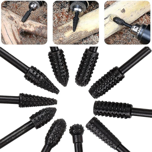 Rotary Burr Sæt 1/4\" 6mm Fil Rasp Bor Bits Sort Rotary Wolframkarbid Burr