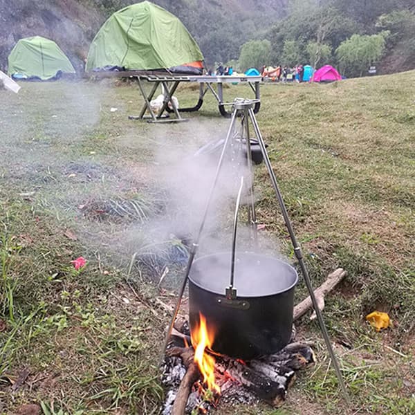 3st Utomhus Camping Stativ Stativ Svart Slät Yta Eldstad Rack Campingutrustning Tillbehör