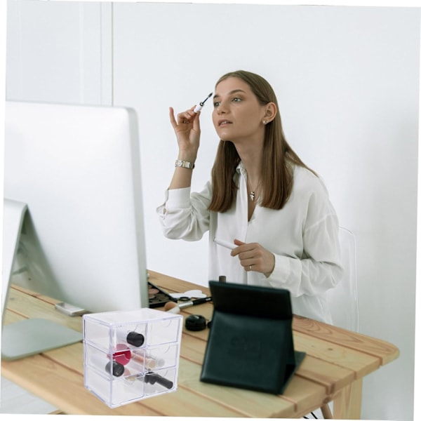 Elegant Makeup Skuffe Opbevaringsboks Stabelbar til Kosmetik Papirvarer Mere Skrivebordsorganisator