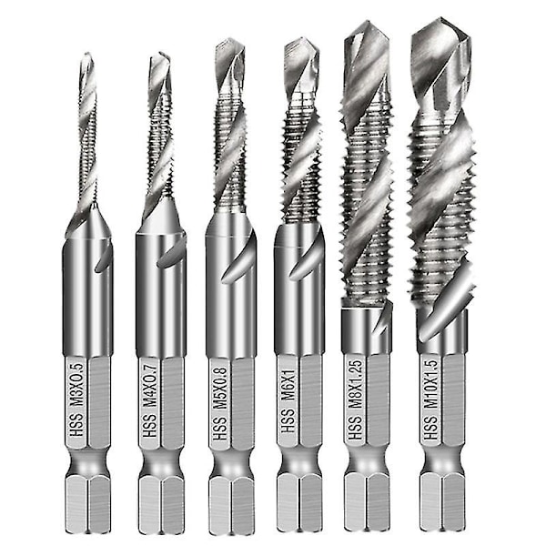 Borrbitsset för elverktyg, HSS-borr, solida spetsborr, metall, multifunktionella spiralborr (1 set, silver)