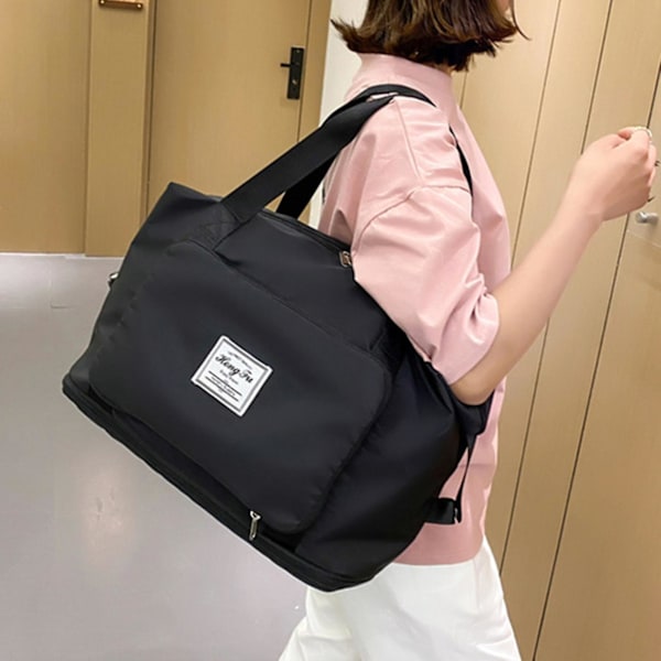 Stor Rejsetaske i Polyester - Ridsefast Tote Gym Taske Til Daglig Brug - Grå