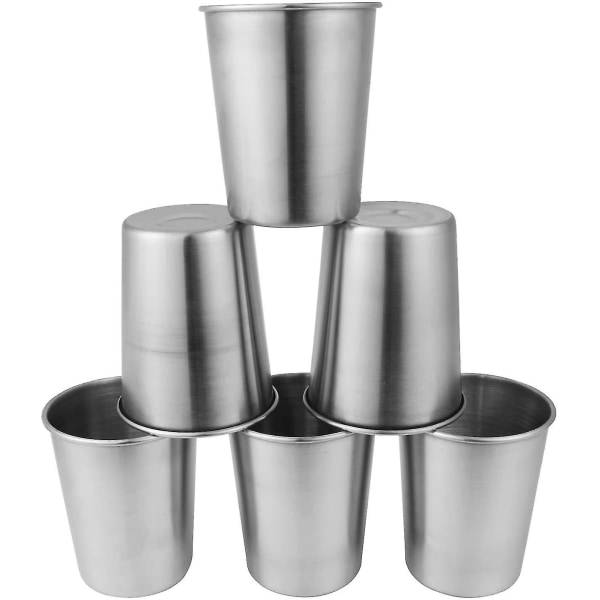 6 kpl 8 unssia (230 ml) ruostumattomasta teräksestä valmistettuja iskunkestäviä pinttijuomalaseja, metallia