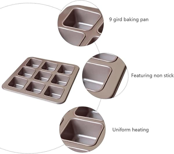 9-gitter firkantet bageform non-stick kageform lavet af robust stål
