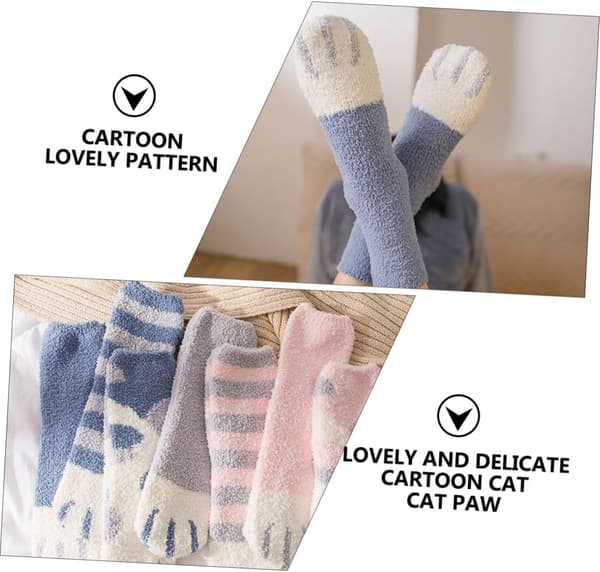 6 par katteklo fleece rørstrømper fleece varme strømper til drenge og piger fluffy vintervarme sokker