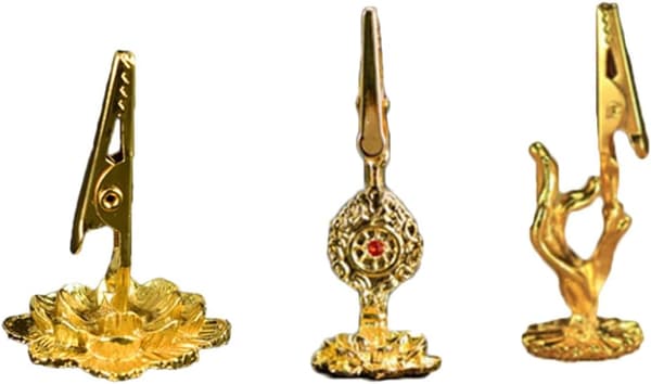 3 stk. legeringsbelagt lotusbase røkelsesholder Buddha røkelsesbrenner klipsstativ aromaterapi